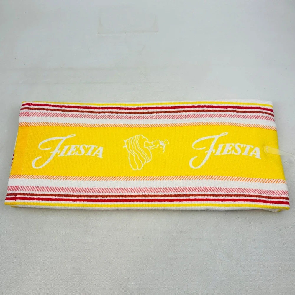 Fiesta Kitchen Dish Towel Sunflower Stripe Yellow Dancing Lady 16x28 Fiestaware